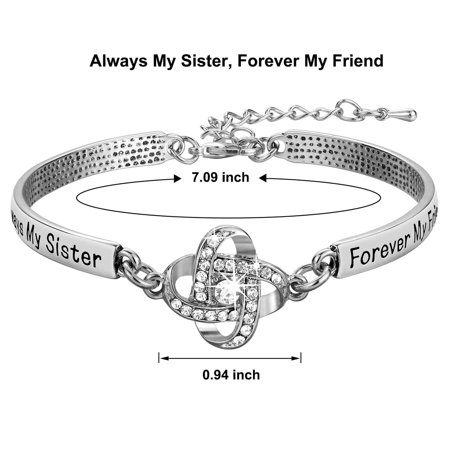 Elegant Silver Sister Bracelet - A Heartfelt Gift for Best Friends