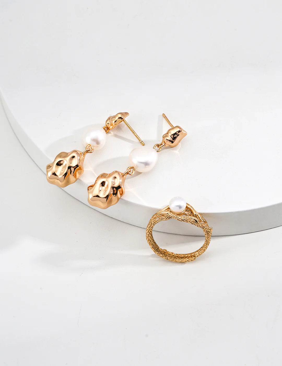 Elegant Minimalist Natural Pearl Ring - Handmade with Gold Vermeil