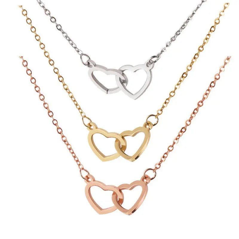 Personalized Double Heart Name Necklace - A Timeless Symbol of Love for Couples