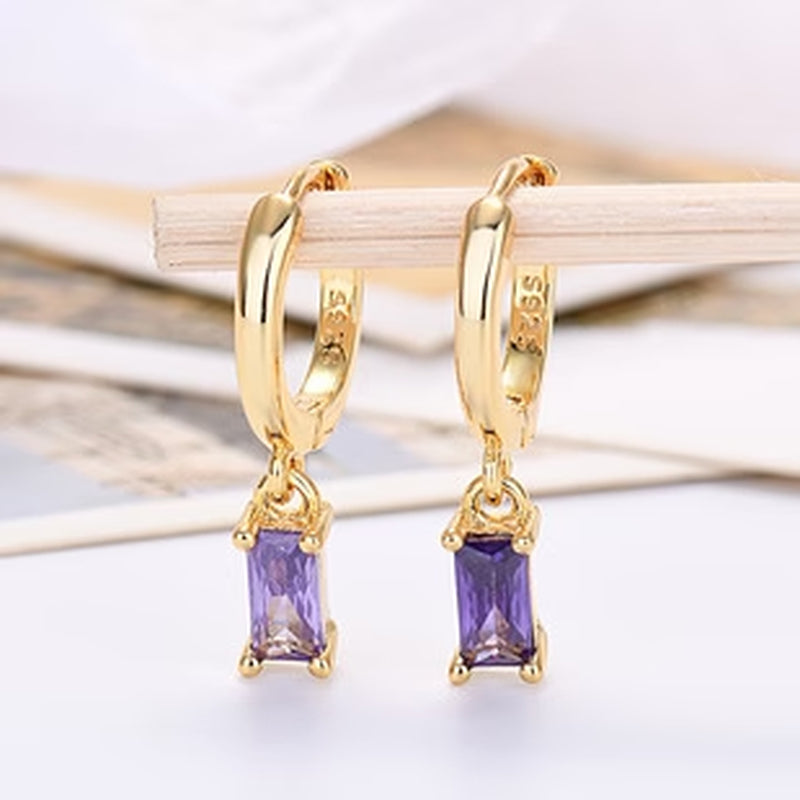 Elegant 925 Silver Rectangular Zircon Earrings for a Timeless Look