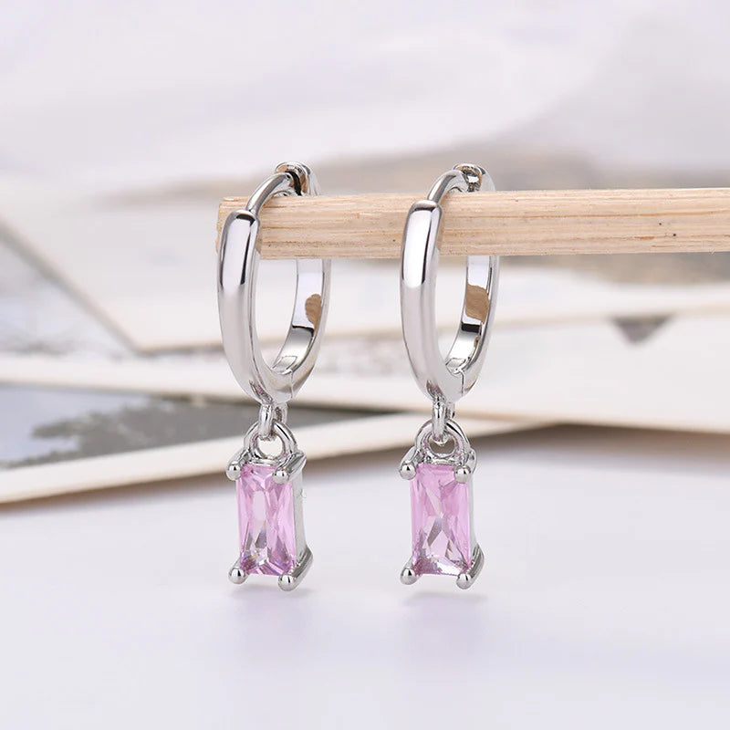 Elegant 925 Silver Rectangular Zircon Earrings for a Timeless Look
