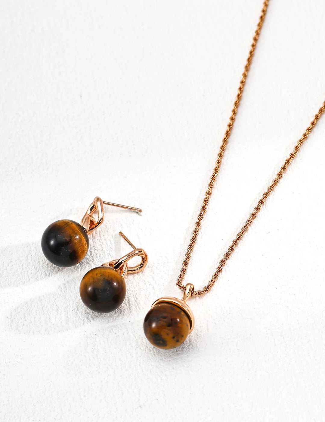 Elegant Round Tiger's Eye Earrings with Gold Vermeil Accents