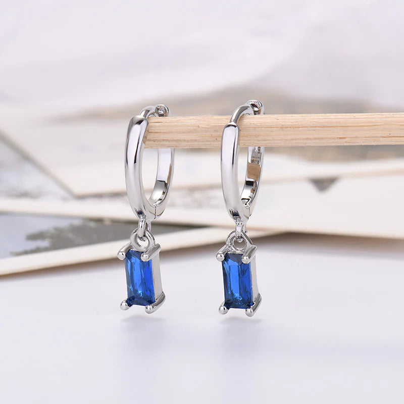 Elegant 925 Silver Rectangular Zircon Earrings for a Timeless Look