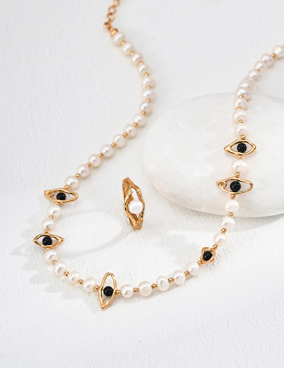 Elegant Minimalist Natural Pearl Ring - Handmade with Gold Vermeil