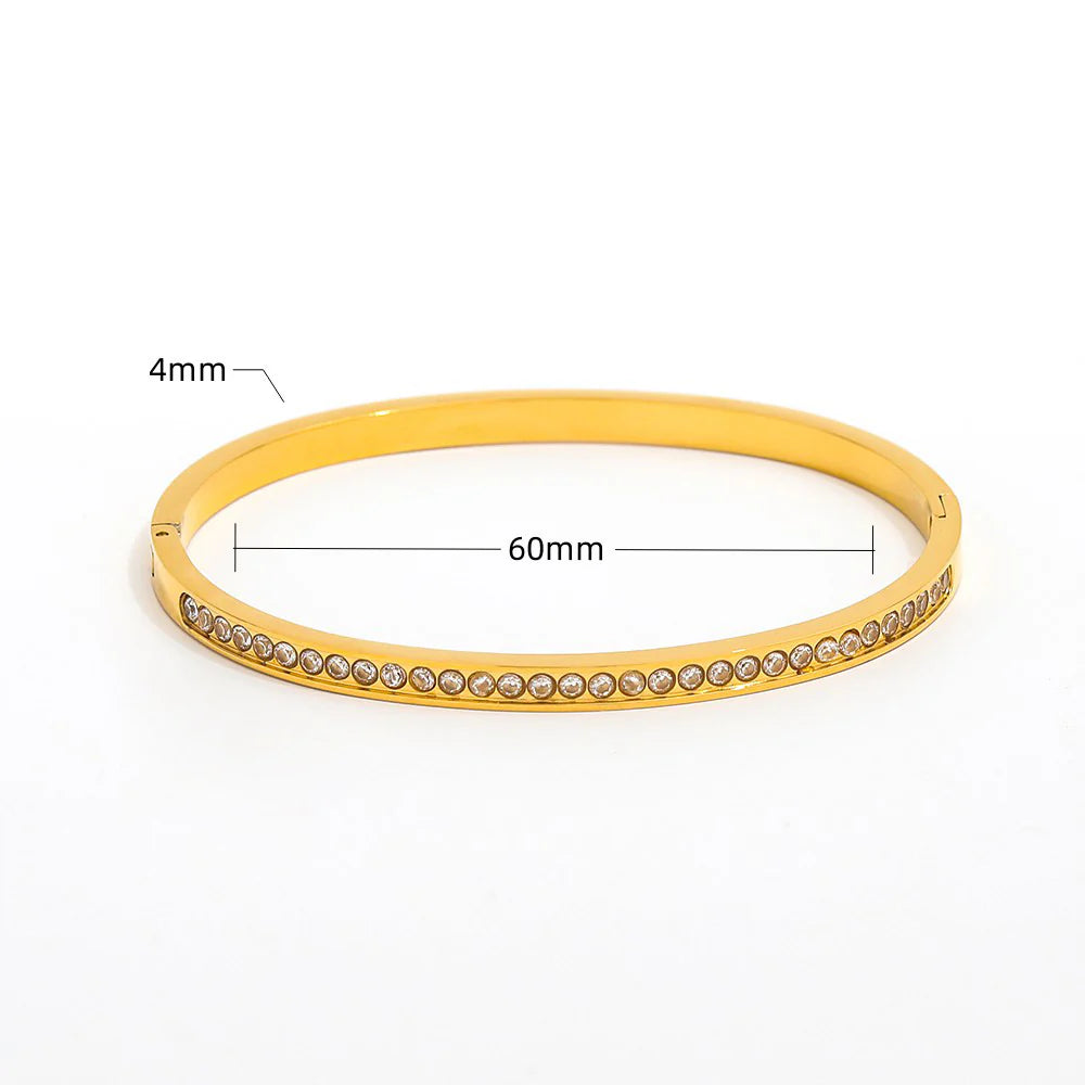 Dazzling Zirconia Bangle Bracelet - Luxurious Silver & Gold Plated Elegance
