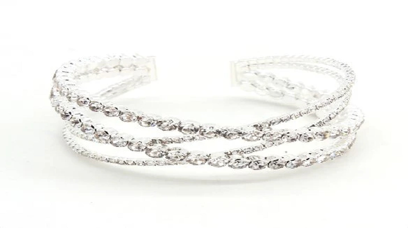 Elegant Intertwined Rhinestone Cuff Bracelet for Formal Occasions