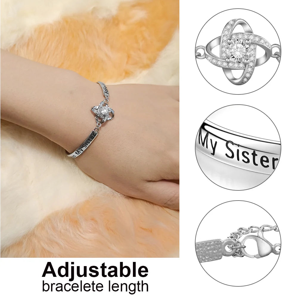 Elegant Silver Sister Bracelet - A Heartfelt Gift for Best Friends