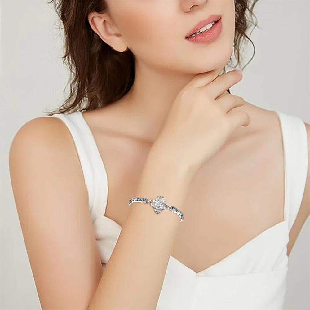 Elegant Silver Sister Bracelet - A Heartfelt Gift for Best Friends