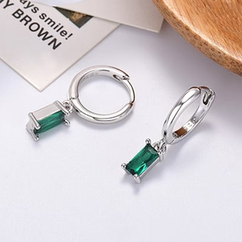 Elegant 925 Silver Rectangular Zircon Earrings for a Timeless Look