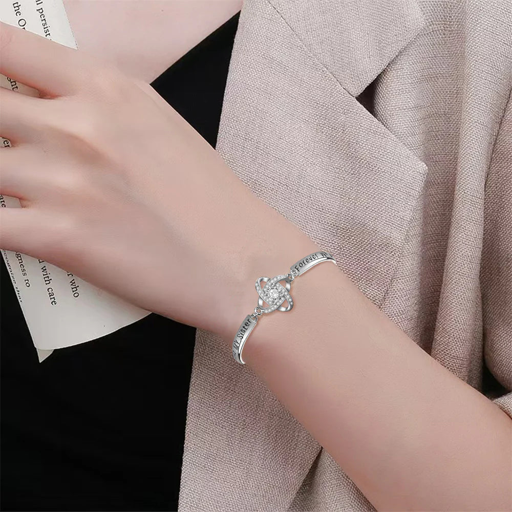 Elegant Silver Sister Bracelet - A Heartfelt Gift for Best Friends