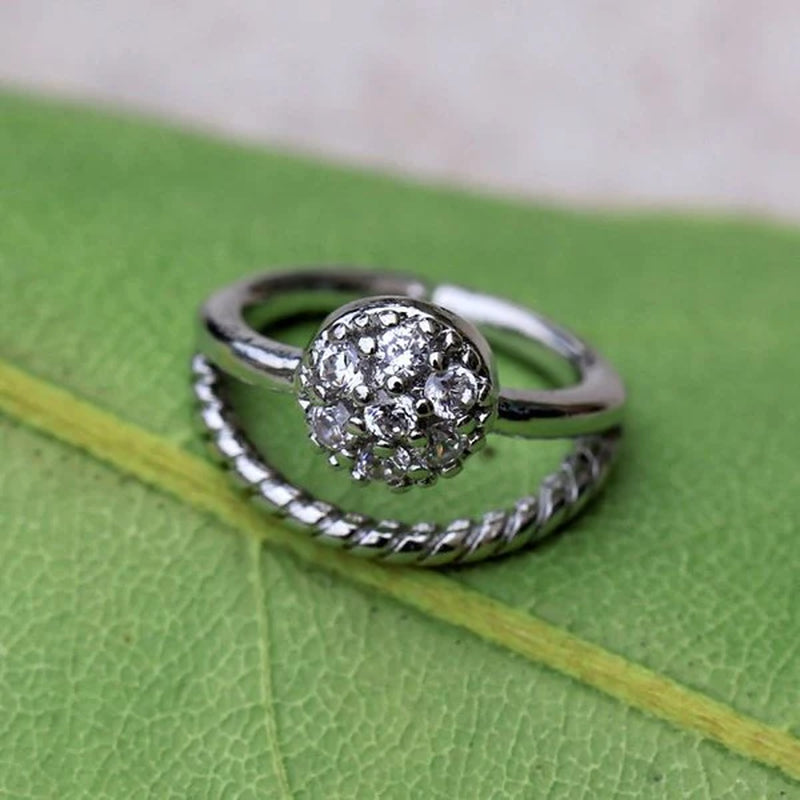 Elegant Tiara Seamless Cartilage Ring with Clear CZ Accents