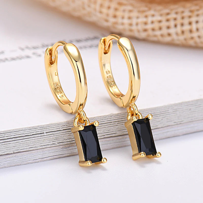Elegant 925 Silver Rectangular Zircon Earrings for a Timeless Look