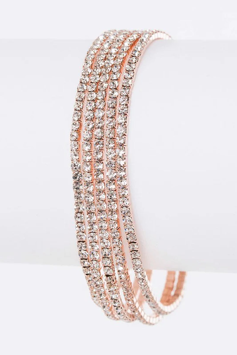 Elegant Crystal Stretch Bracelet Set - 5 Piece Collection for Effortless Style