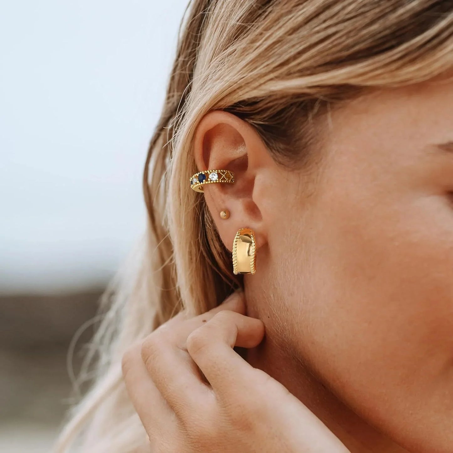 Elegant 14K Gold and Silver Prism Stud Earrings Set - Hypoallergenic, Lightweight, and Versatile Jewelry for Every Occasion
