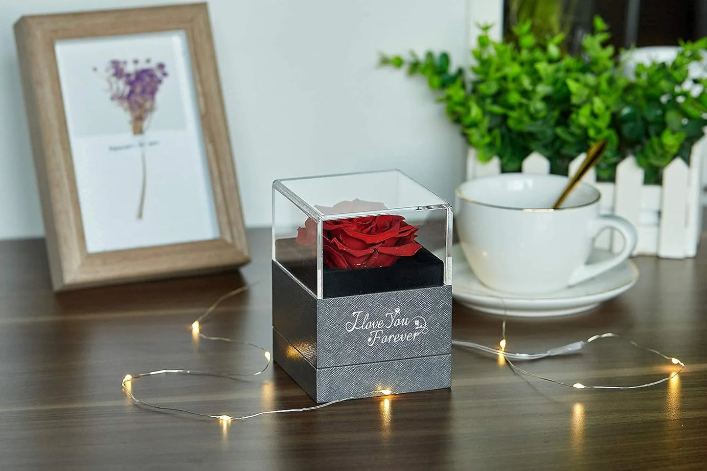 WILDLOVE Preserved Real Rose with I Love You Necklace - The Perfect Gift for Women, Moms, Grandmas, Wives, and Girlfriends for Any Occasion
