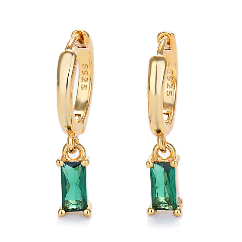 Elegant 925 Silver Rectangular Zircon Earrings for a Timeless Look