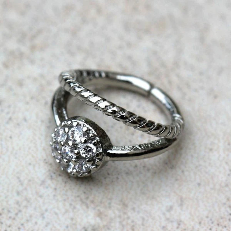 Elegant Tiara Seamless Cartilage Ring with Clear CZ Accents