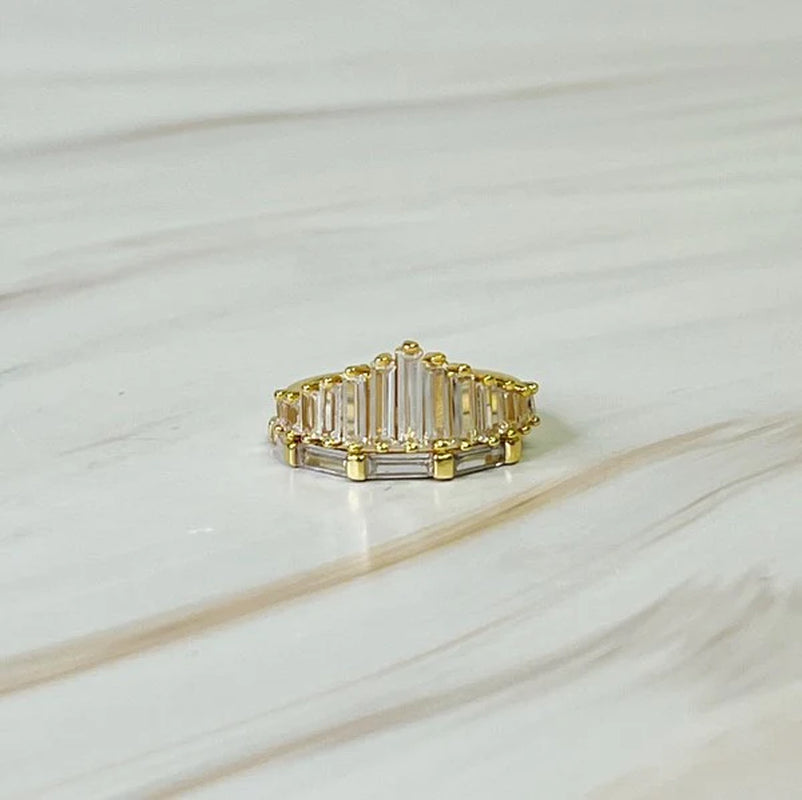 Crown Channel Ring Set - Elegant and Edgy Duo of 18k Gold Plated Rings