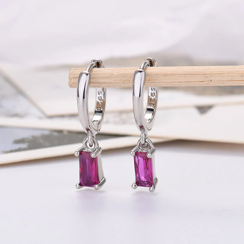 Elegant 925 Silver Rectangular Zircon Earrings for a Timeless Look