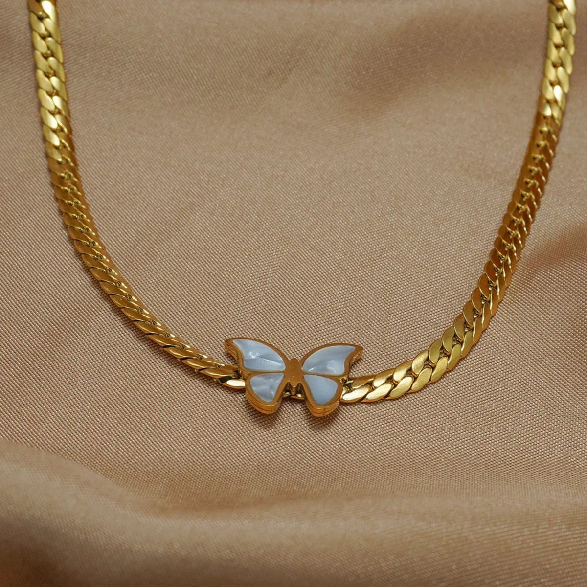Elegant 4-Piece 18K Gold Plated Butterfly Jewelry Set: Necklace, Earrings, Bracelet, and Ring
