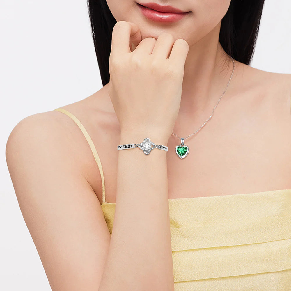 Elegant Silver Sister Bracelet - A Heartfelt Gift for Best Friends