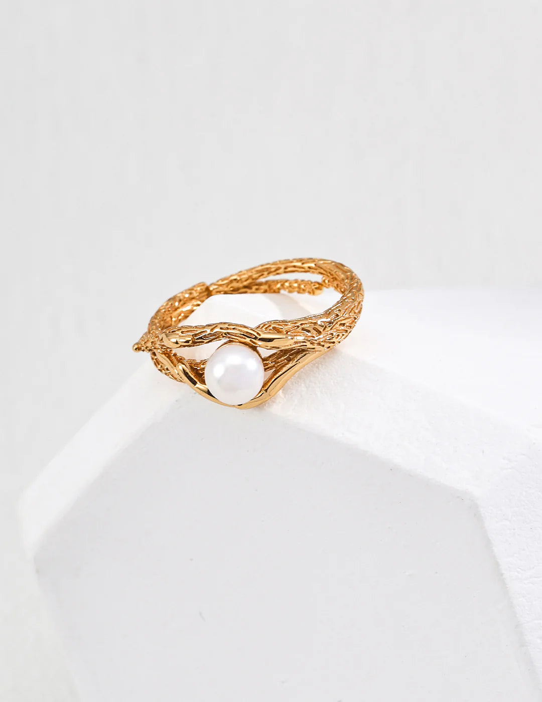 Elegant Minimalist Natural Pearl Ring - Handmade with Gold Vermeil