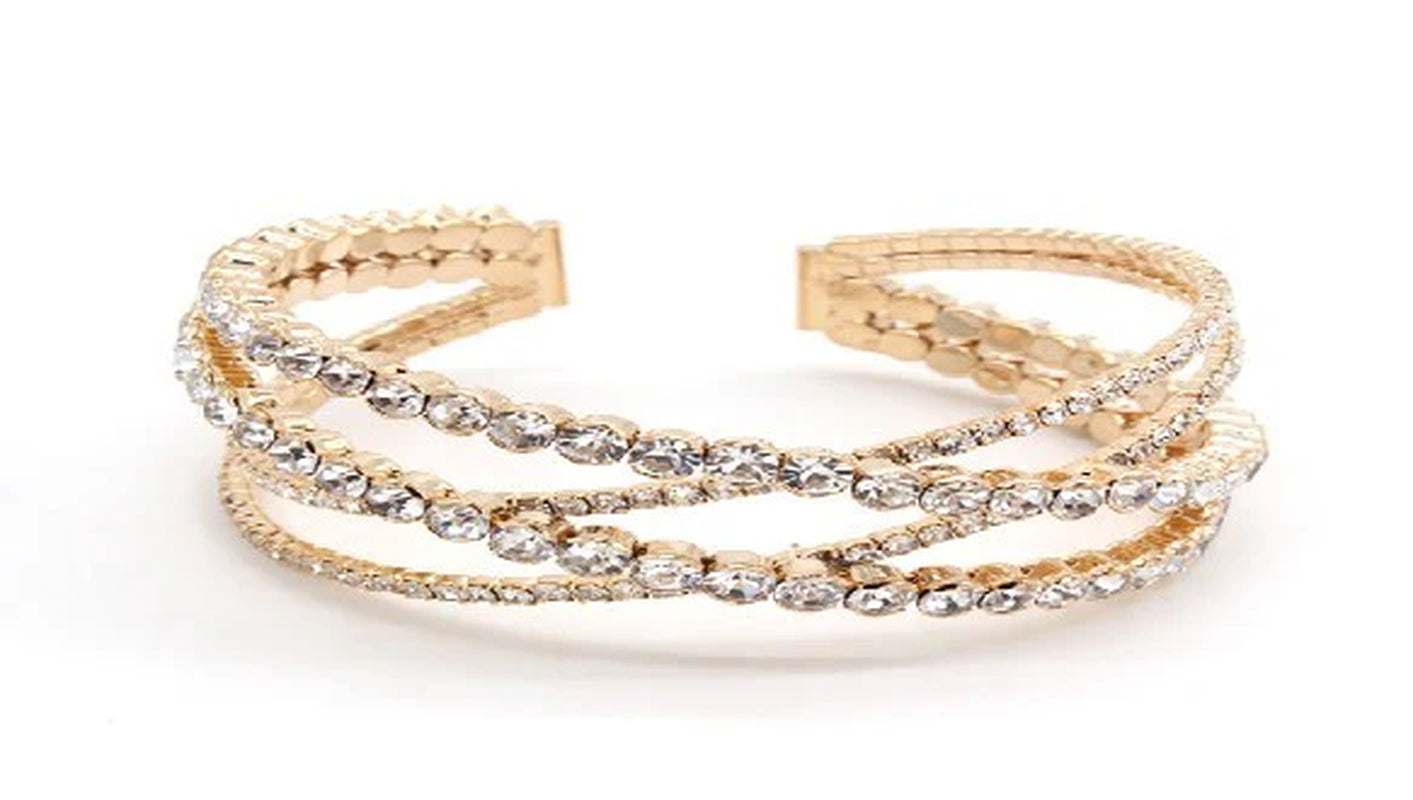 Elegant Intertwined Rhinestone Cuff Bracelet for Formal Occasions