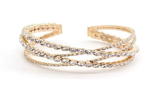 Elegant Intertwined Rhinestone Cuff Bracelet for Formal Occasions