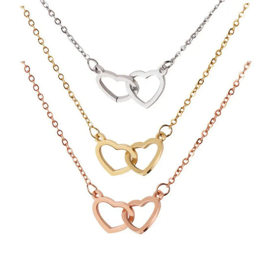 Personalized Double Heart Name Necklace - A Timeless Symbol of Love for Couples