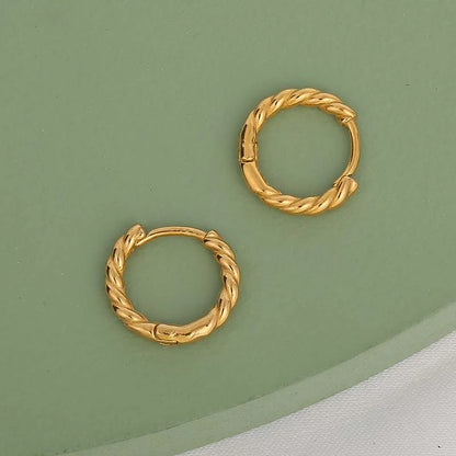 18K Classic Thin Rope Chain Hoop Earrings in Gold Plated