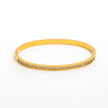 Dazzling Zirconia Bangle Bracelet - Luxurious Silver & Gold Plated Elegance
