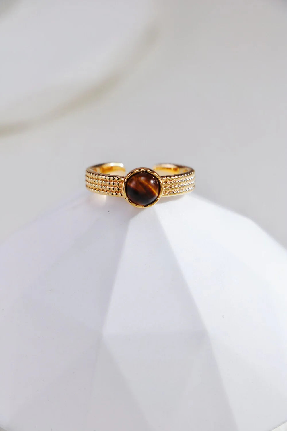 Natural Black Onyx / Tiger Eye Stone Open Ring