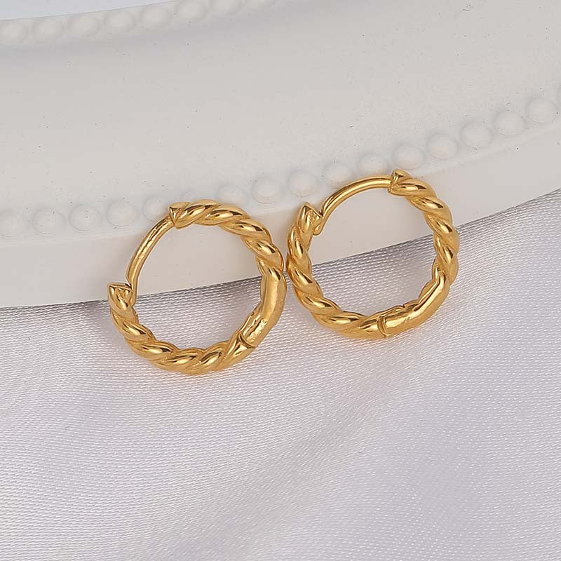 18K Classic Thin Rope Chain Hoop Earrings in Gold Plated