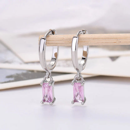 Elegant 925 Silver Rectangular Zircon Earrings for a Timeless Look