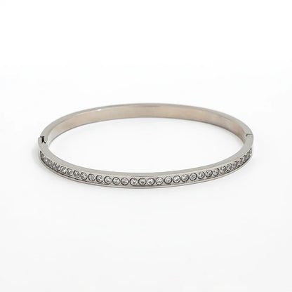 Dazzling Zirconia Bangle Bracelet - Luxurious Silver & Gold Plated Elegance