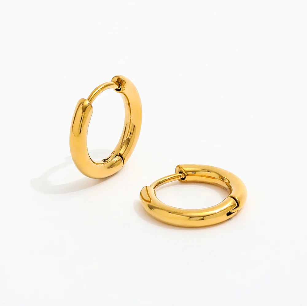 Trendy 18K Gold Plated Huggie Hoop Earrings - 2.5MM Thickness