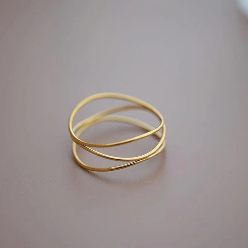 Chic 18K Gold Plated Triple Wire Wrap Engagement Ring