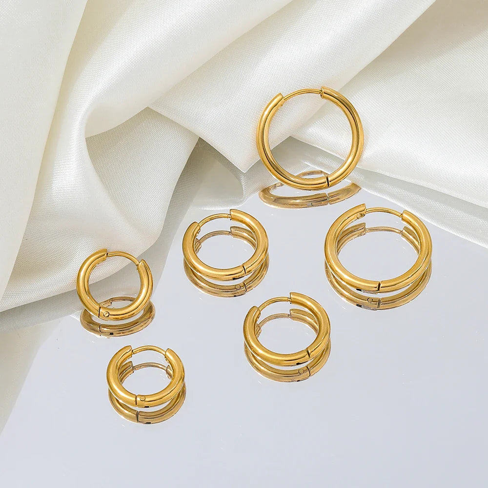 Trendy 18K Gold Plated Huggie Hoop Earrings - 2.5MM Thickness