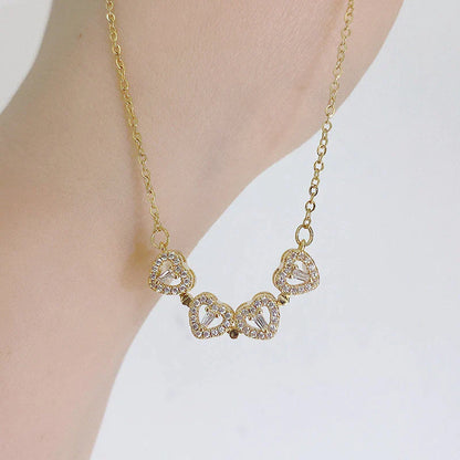 Chic Two-Way Wear Heart-Shaped Four-Leaf Clover Pendant Necklace - A Unique Jewelry Gift for Every Occasion