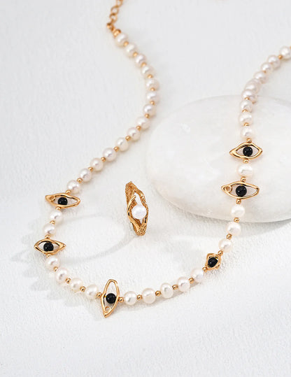Elegant Minimalist Natural Pearl Ring - Handmade with Gold Vermeil