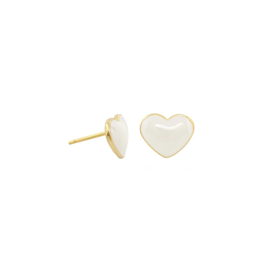 Elegant Enamel Heart Stud Earrings for Timeless Sophistication