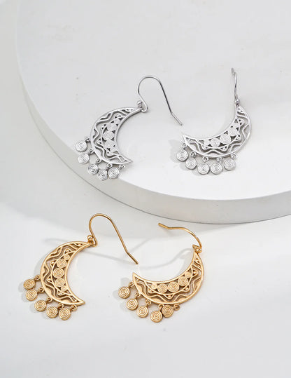 Elegant Vintage Crescent Moon Earrings - Handmade Gold Vermeil Jewelry for Women