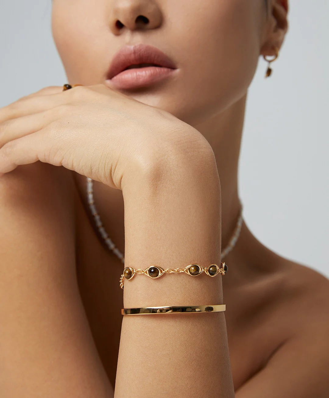 Lapis Lazuli / Tigers Eye Stone Adjustable Bracelet