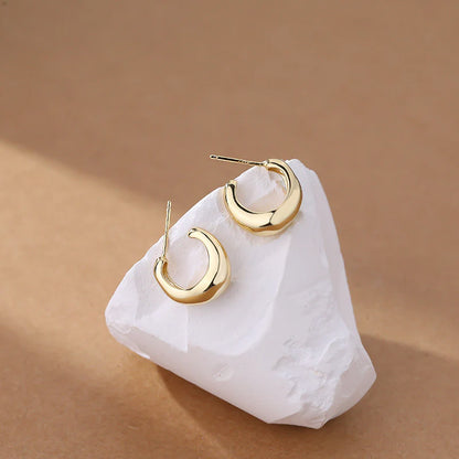 14K Gold Plated Stud Earrings for Women, 925 Sterling Silver Lightweight