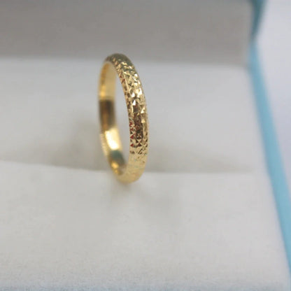 New Real Solid 18K Yellow Gold Ring Women Luck Full Star Band Ring 2.5Mmw 0.7-1G US5-9