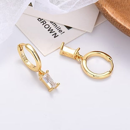 Elegant 925 Silver Rectangular Zircon Earrings for a Timeless Look