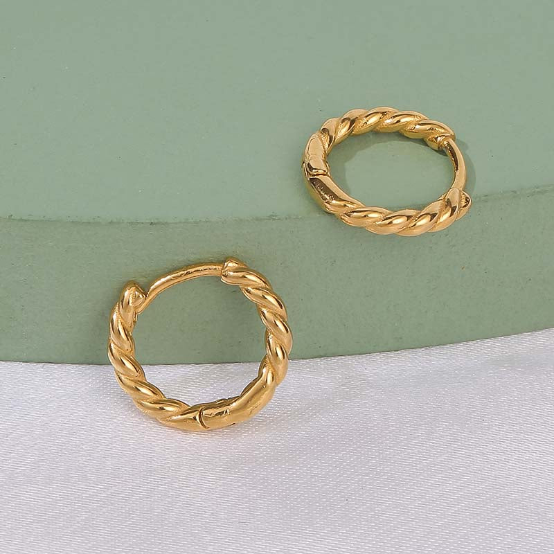 18K Classic Thin Rope Chain Hoop Earrings in Gold Plated