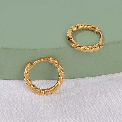 18K Classic Thin Rope Chain Hoop Earrings in Gold Plated