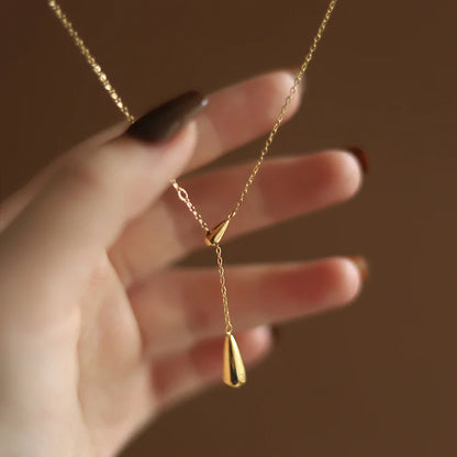 Exquisite Titanium Steel Drop Pendant Necklace for Elegant Women