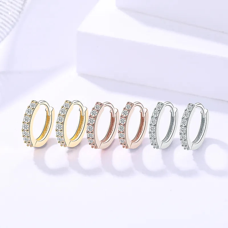 Sterling Silver 18K Gold-Plated CZ Micro Pave Huggie Hoop Earrings